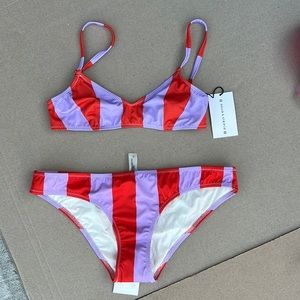 SOLID & STRIPED Red and Purple Bikini